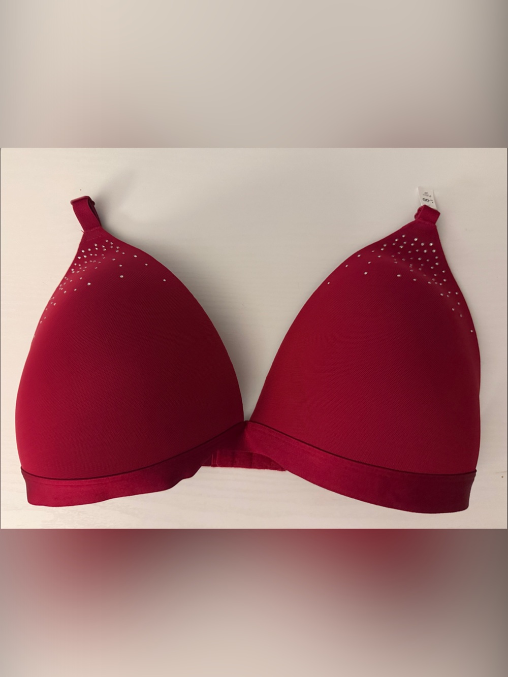 PINK Victoria's Secret Red Wireless Padded Bra with Crystal Accents